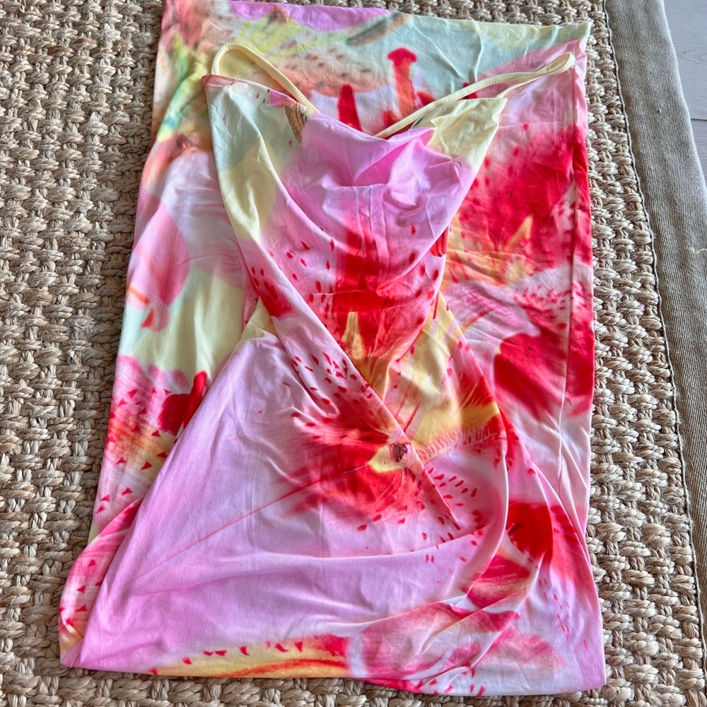 Vibrant Hibiscus floral dress